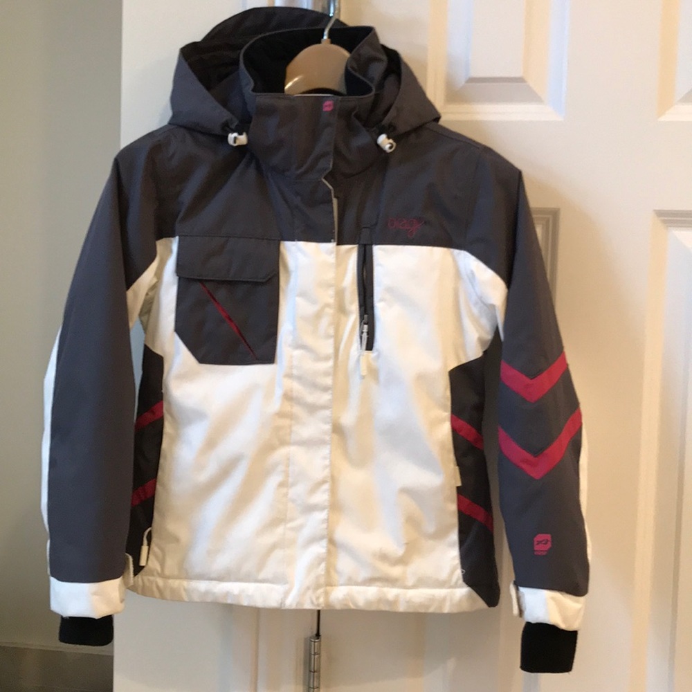 Ski/snow coat with fleece interior and hood